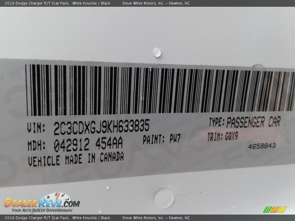 2019 Dodge Charger R/T Scat Pack White Knuckle / Black Photo #35