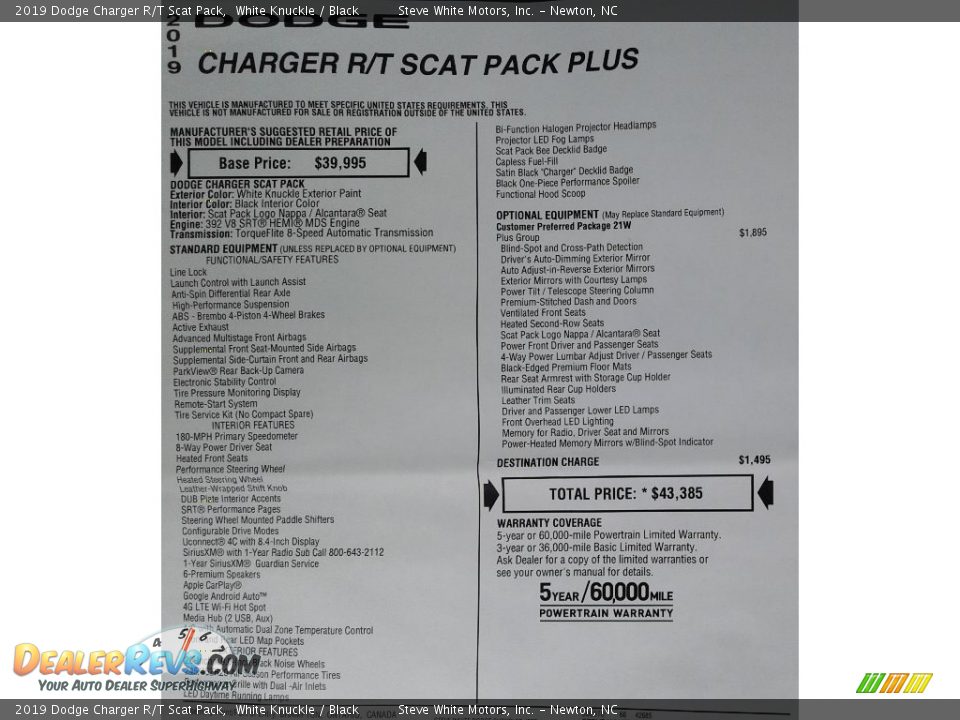 2019 Dodge Charger R/T Scat Pack White Knuckle / Black Photo #36