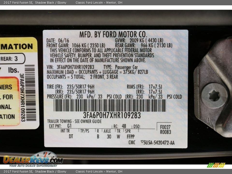 2017 Ford Fusion SE Shadow Black / Ebony Photo #20