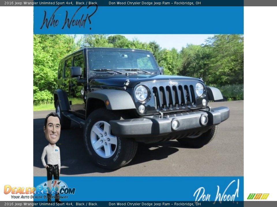 2016 Jeep Wrangler Unlimited Sport 4x4 Black / Black Photo #1