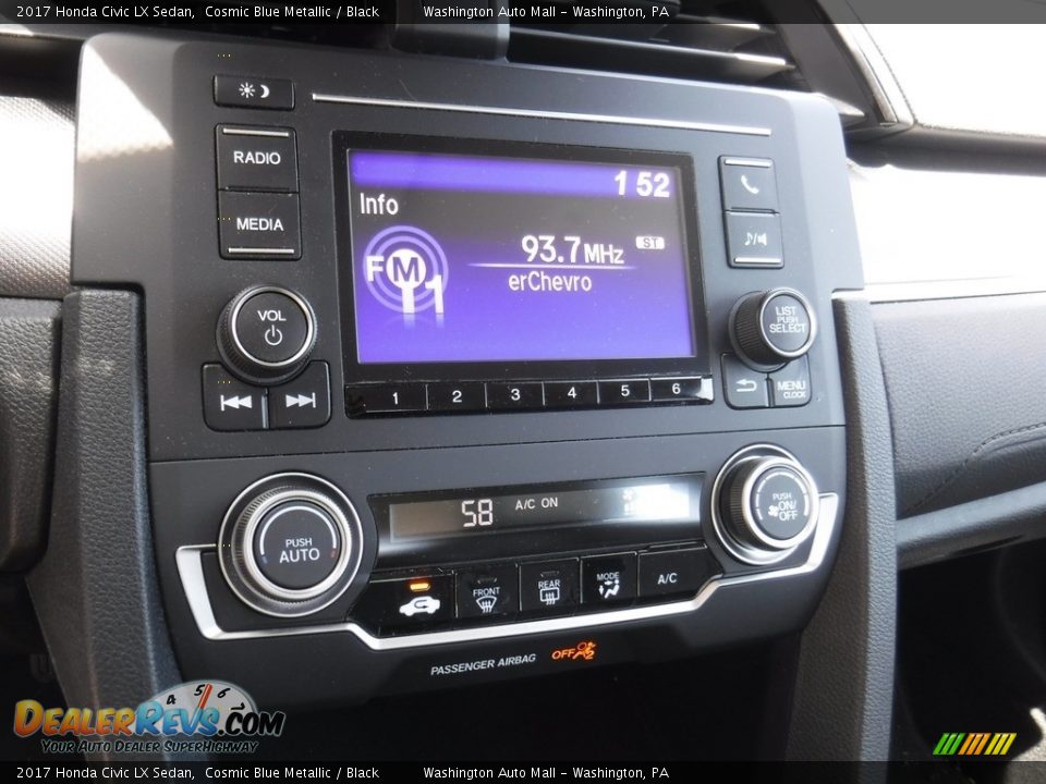 2017 Honda Civic LX Sedan Cosmic Blue Metallic / Black Photo #14