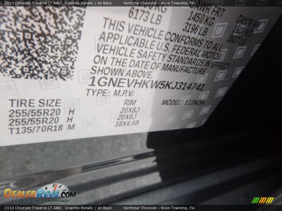 2019 Chevrolet Traverse LT AWD Graphite Metallic / Jet Black Photo #18