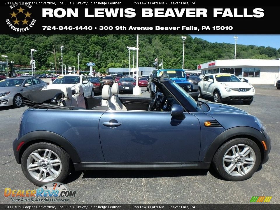 2011 Mini Cooper Convertible Ice Blue / Gravity Polar Beige Leather Photo #1