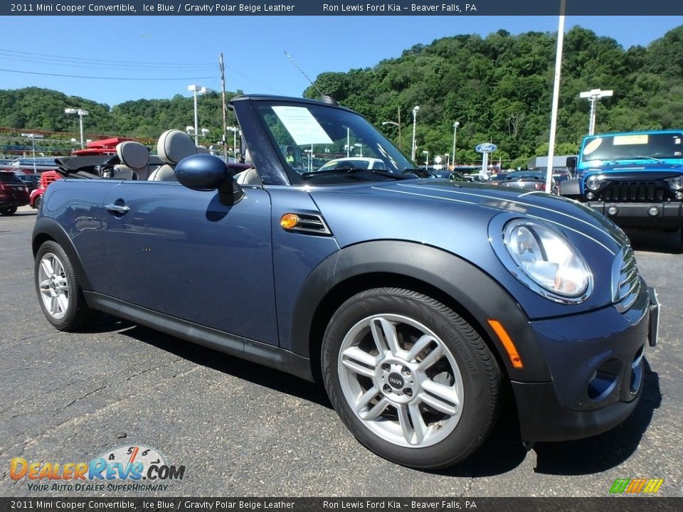 2011 Mini Cooper Convertible Ice Blue / Gravity Polar Beige Leather Photo #8