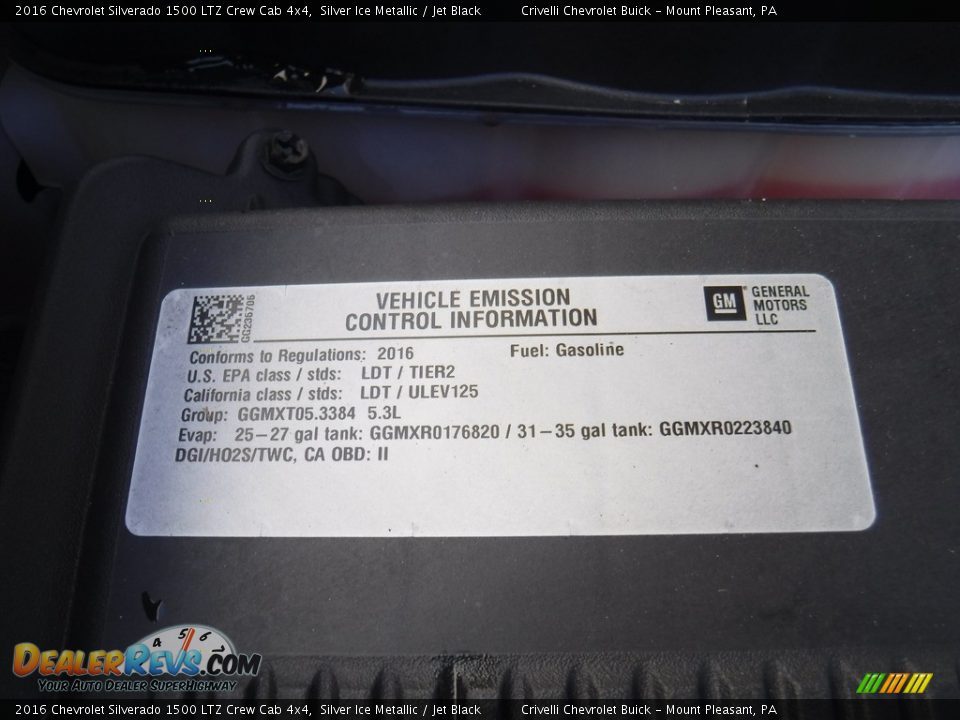 2016 Chevrolet Silverado 1500 LTZ Crew Cab 4x4 Silver Ice Metallic / Jet Black Photo #16