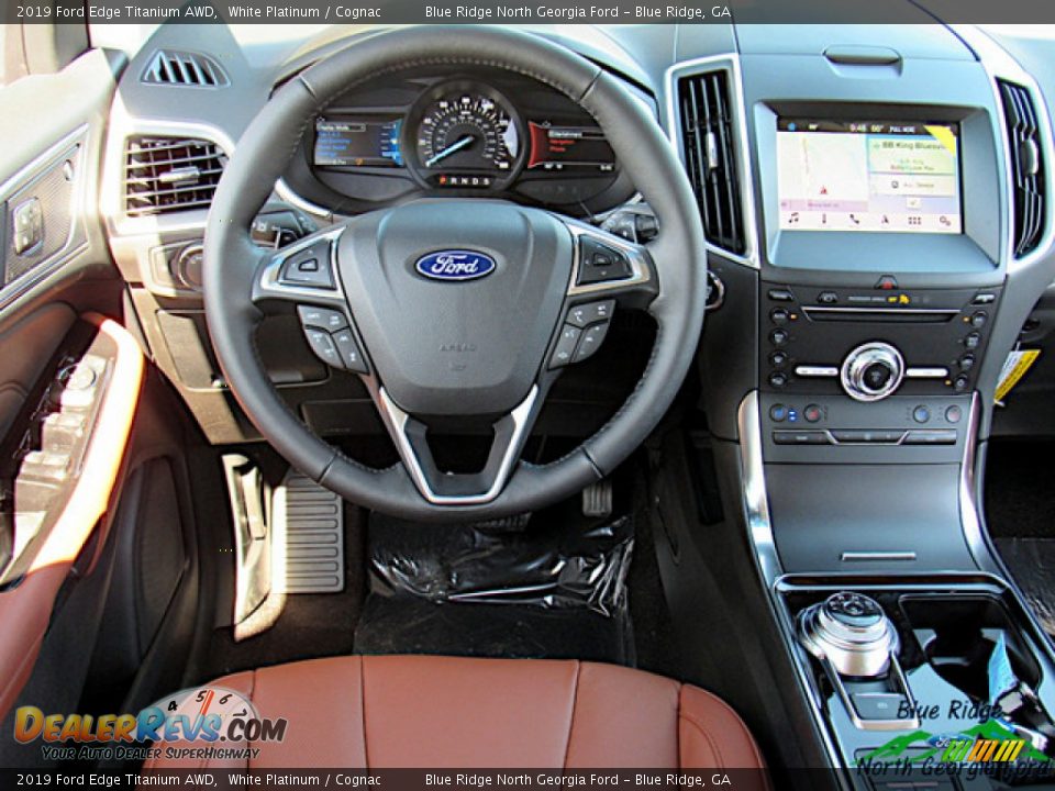 2019 Ford Edge Titanium AWD White Platinum / Cognac Photo #14