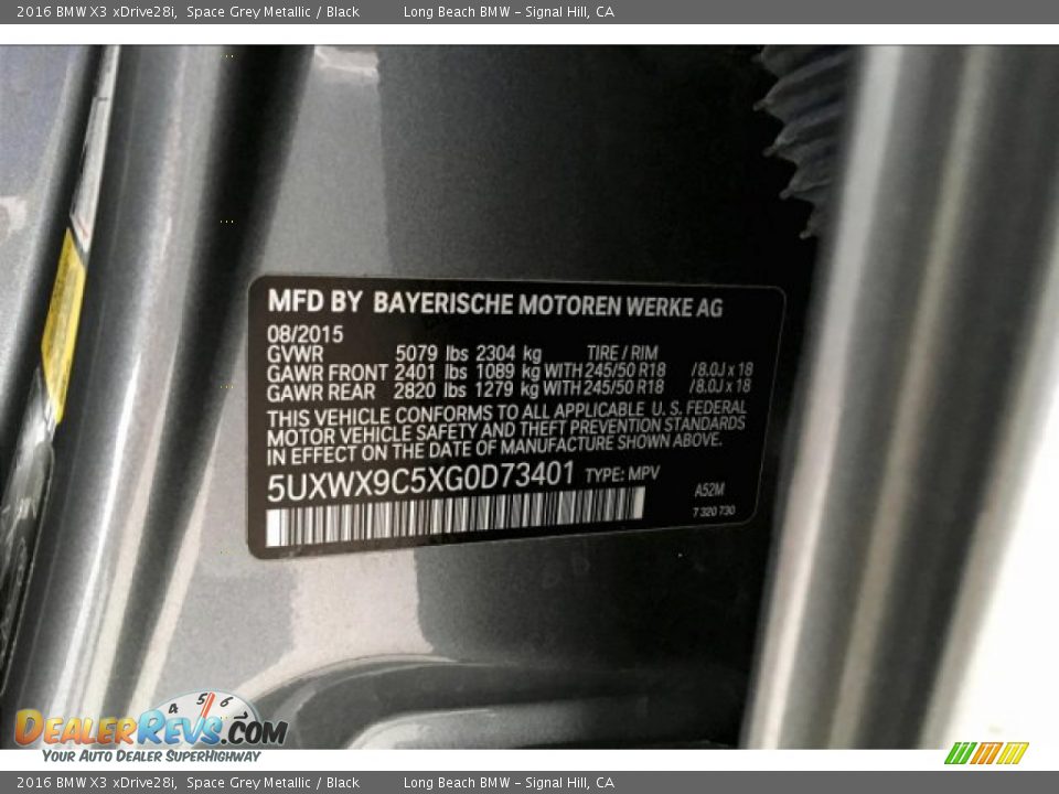 2016 BMW X3 xDrive28i Space Grey Metallic / Black Photo #19