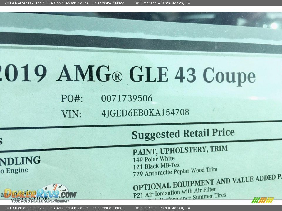 2019 Mercedes-Benz GLE 43 AMG 4Matic Coupe Polar White / Black Photo #12