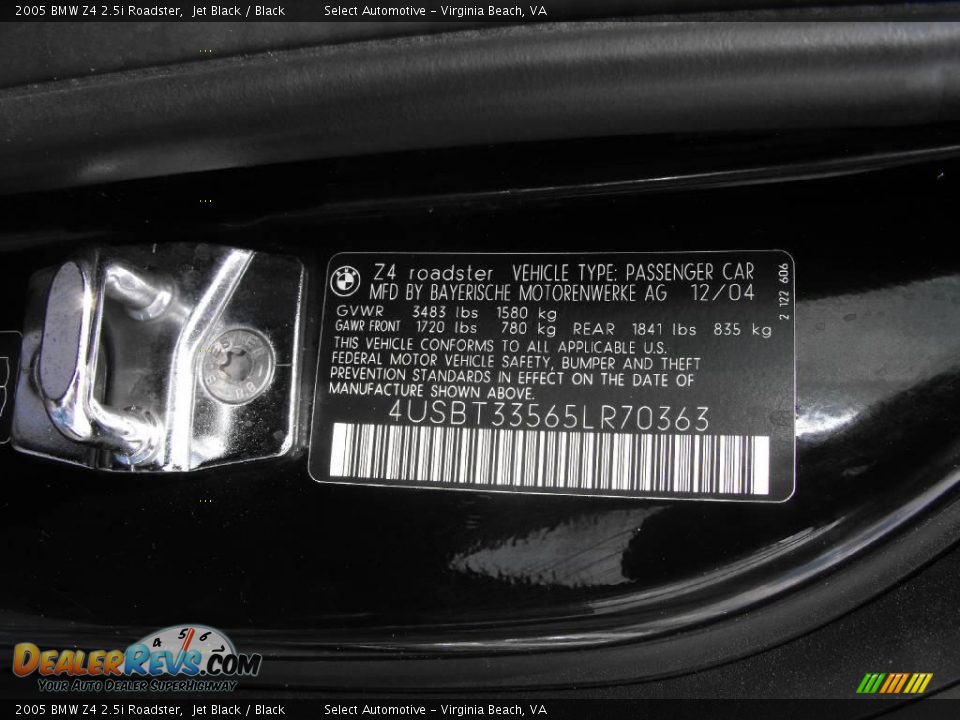 2005 BMW Z4 2.5i Roadster Jet Black / Black Photo #30