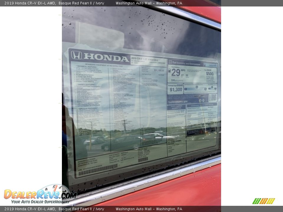 2019 Honda CR-V EX-L AWD Basque Red Pearl II / Ivory Photo #15