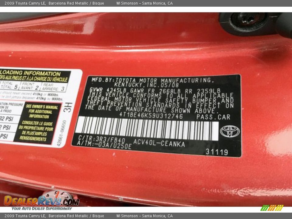 2009 Toyota Camry LE Barcelona Red Metallic / Bisque Photo #24