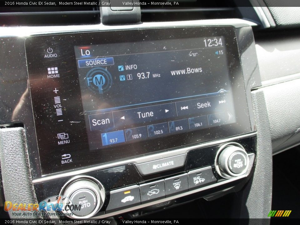 2016 Honda Civic EX Sedan Modern Steel Metallic / Gray Photo #16