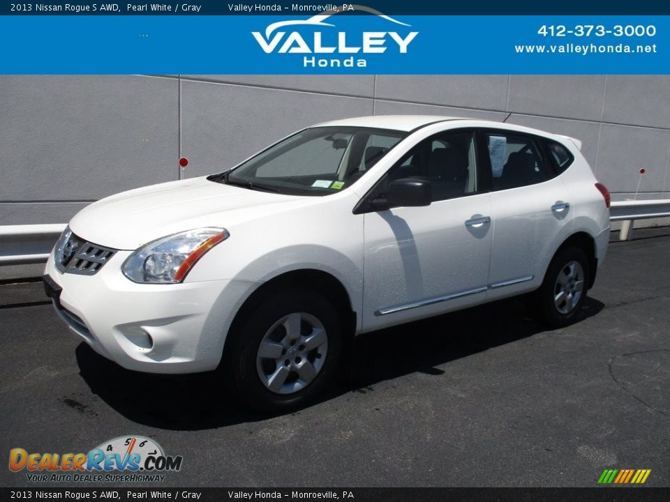 2013 Nissan Rogue S AWD Pearl White / Gray Photo #1