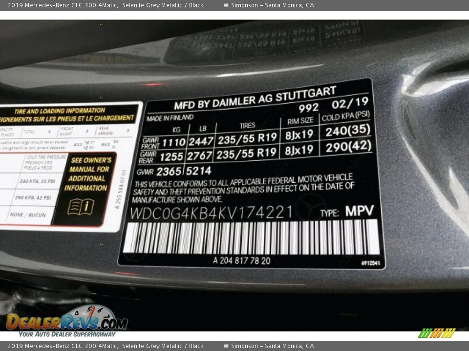 2019 Mercedes-Benz GLC 300 4Matic Selenite Grey Metallic / Black Photo #11