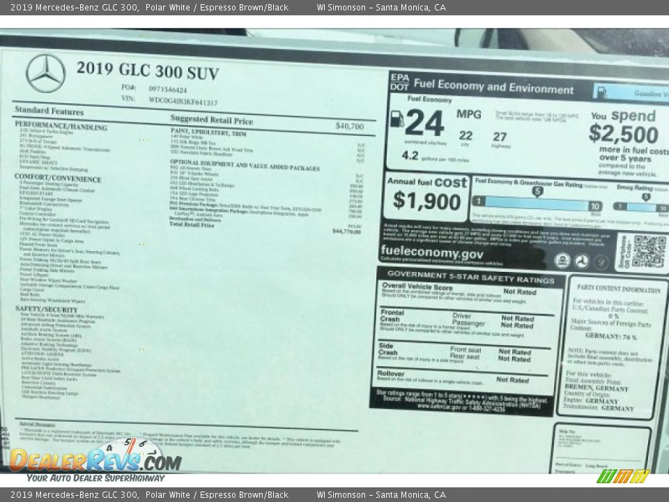 2019 Mercedes-Benz GLC 300 Polar White / Espresso Brown/Black Photo #10