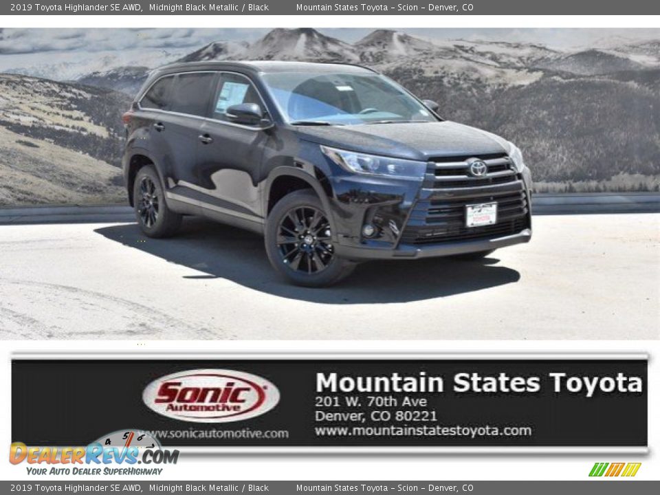 2019 Toyota Highlander SE AWD Midnight Black Metallic / Black Photo #1