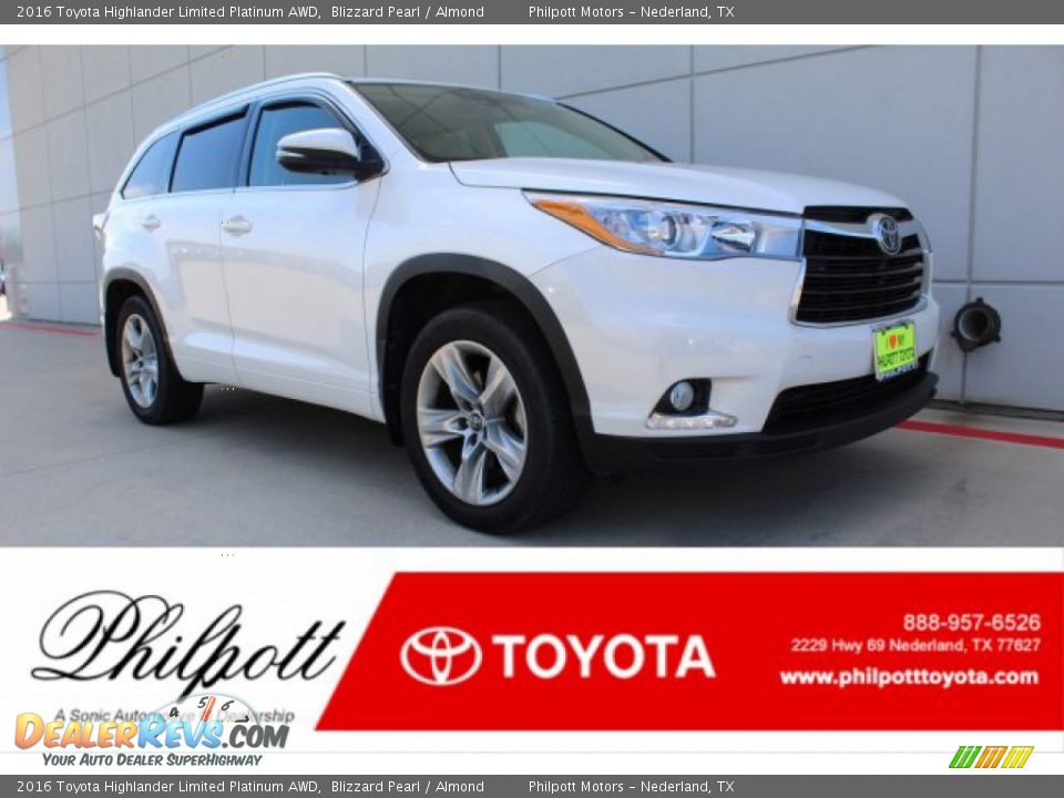 2016 Toyota Highlander Limited Platinum AWD Blizzard Pearl / Almond Photo #1