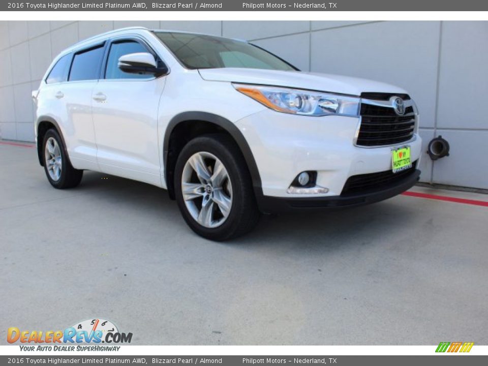 2016 Toyota Highlander Limited Platinum AWD Blizzard Pearl / Almond Photo #2