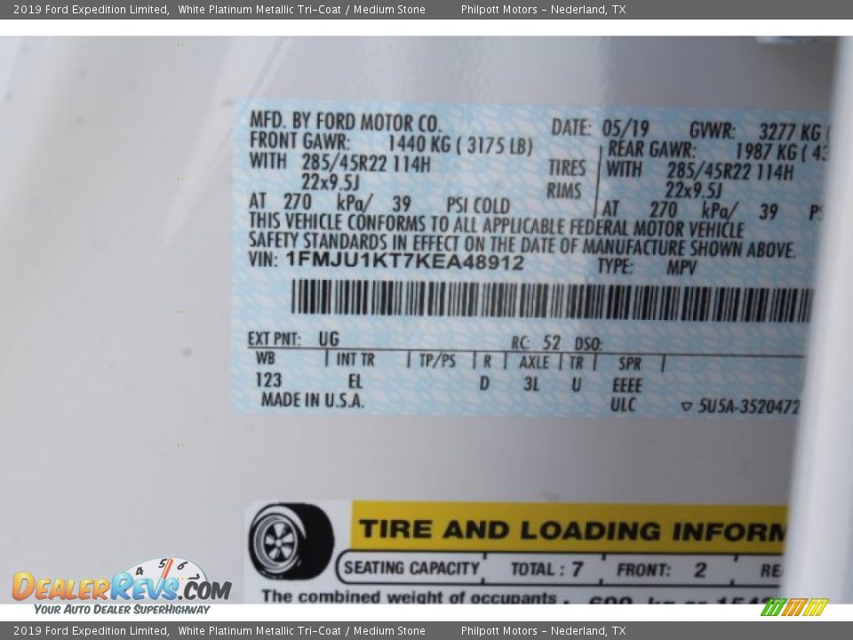 2019 Ford Expedition Limited White Platinum Metallic Tri-Coat / Medium Stone Photo #28