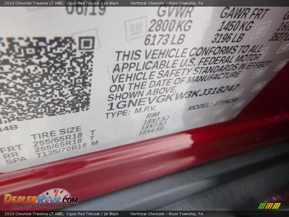 2019 Chevrolet Traverse LT AWD Cajun Red Tintcoat / Jet Black Photo #16