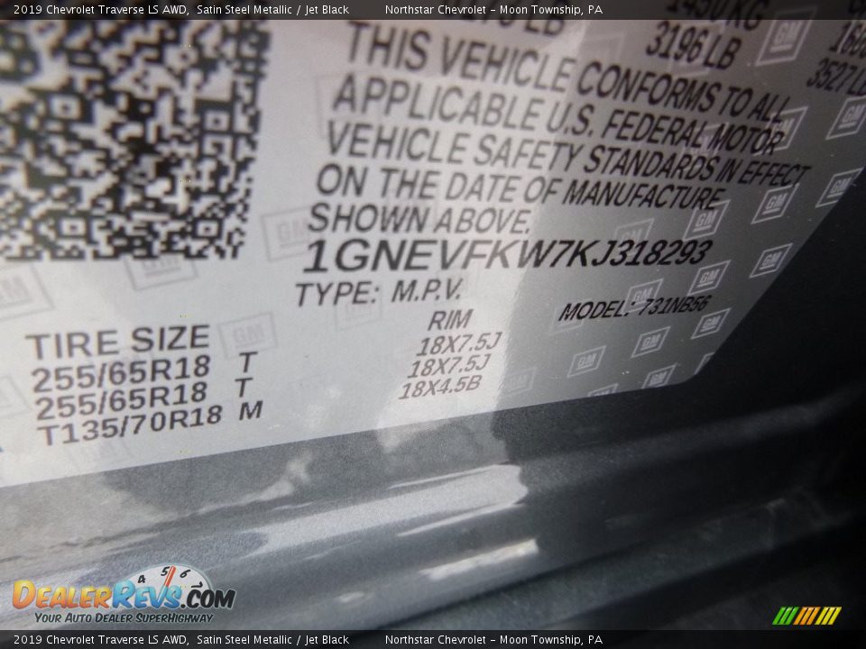 2019 Chevrolet Traverse LS AWD Satin Steel Metallic / Jet Black Photo #17