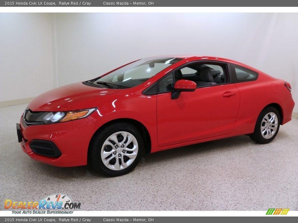2015 Honda Civic LX Coupe Rallye Red / Gray Photo #3