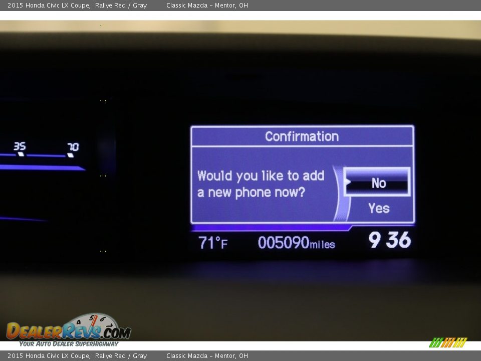 2015 Honda Civic LX Coupe Rallye Red / Gray Photo #9