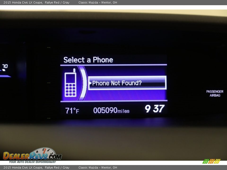 2015 Honda Civic LX Coupe Rallye Red / Gray Photo #10