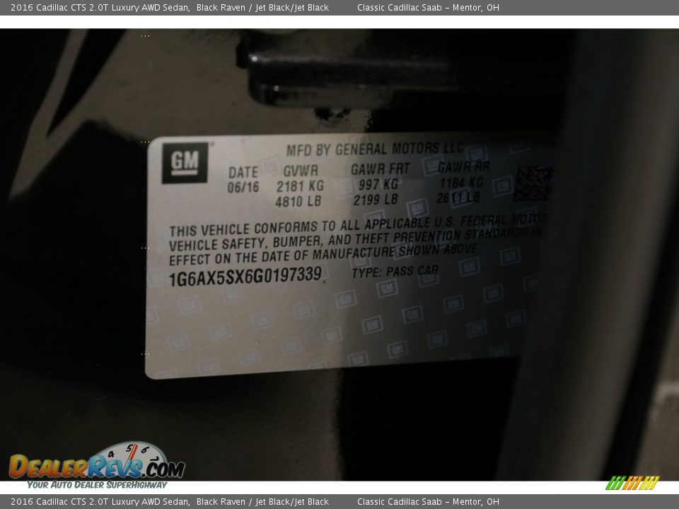 2016 Cadillac CTS 2.0T Luxury AWD Sedan Black Raven / Jet Black/Jet Black Photo #23