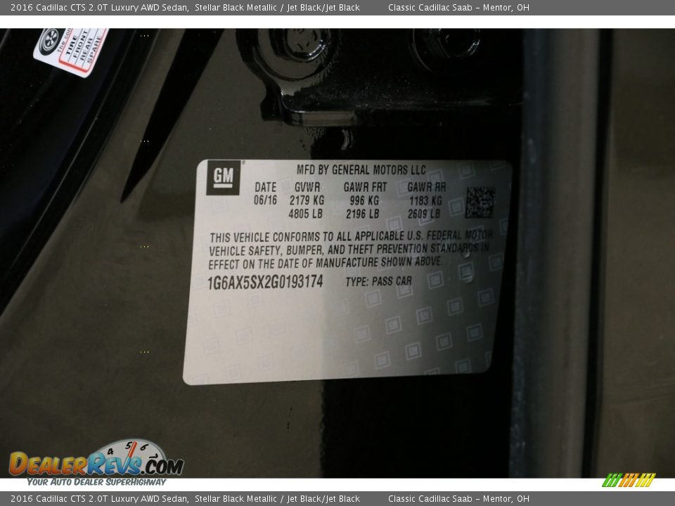 2016 Cadillac CTS 2.0T Luxury AWD Sedan Stellar Black Metallic / Jet Black/Jet Black Photo #20