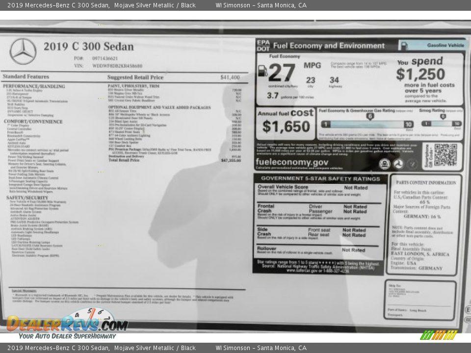 2019 Mercedes-Benz C 300 Sedan Mojave Silver Metallic / Black Photo #10