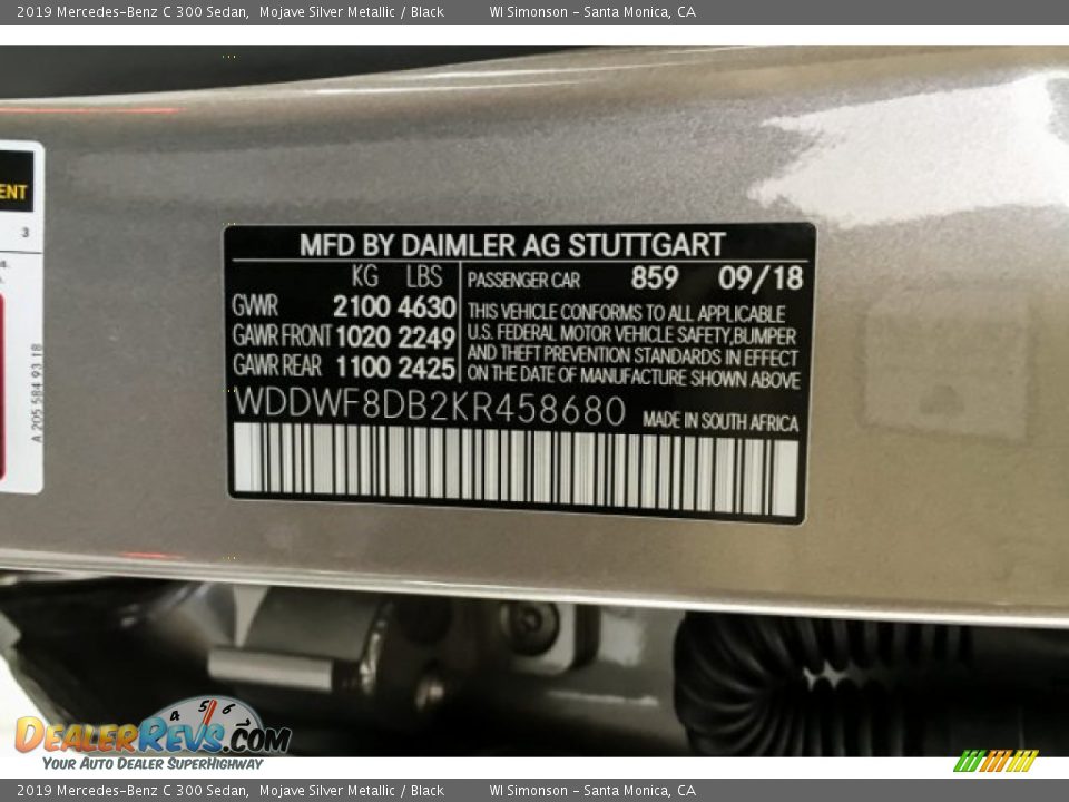 2019 Mercedes-Benz C 300 Sedan Mojave Silver Metallic / Black Photo #11