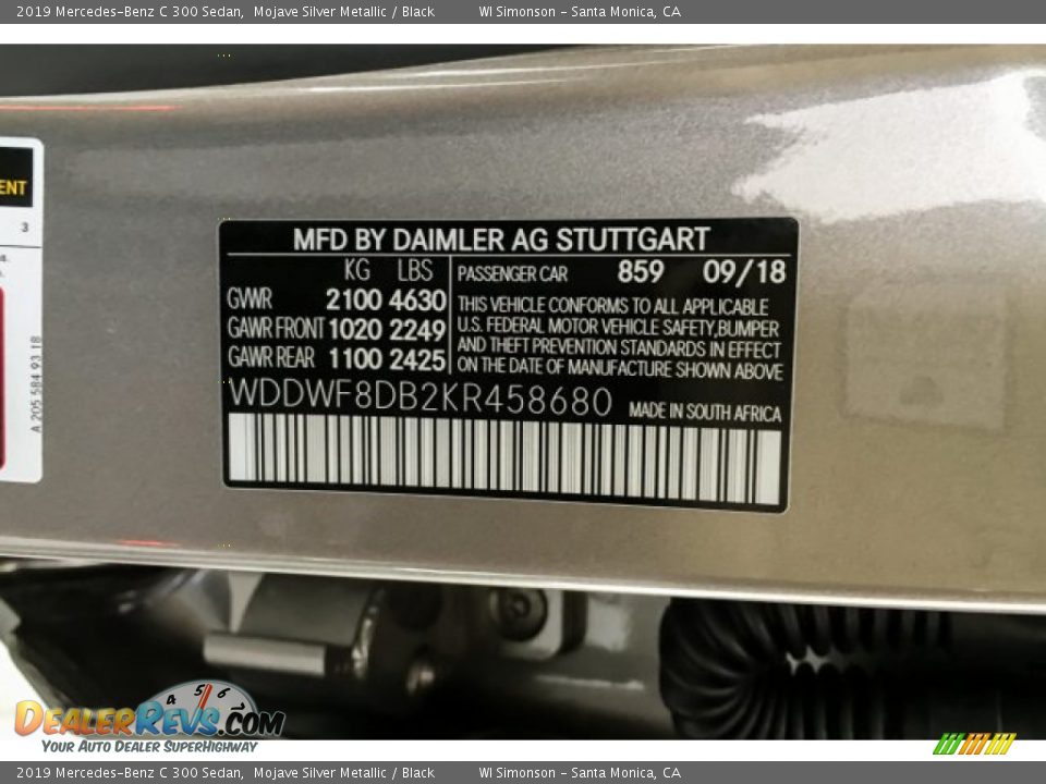 2019 Mercedes-Benz C 300 Sedan Mojave Silver Metallic / Black Photo #11