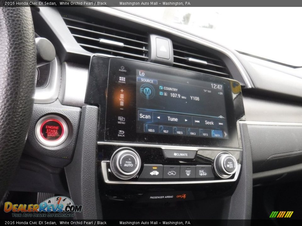 2016 Honda Civic EX Sedan White Orchid Pearl / Black Photo #17