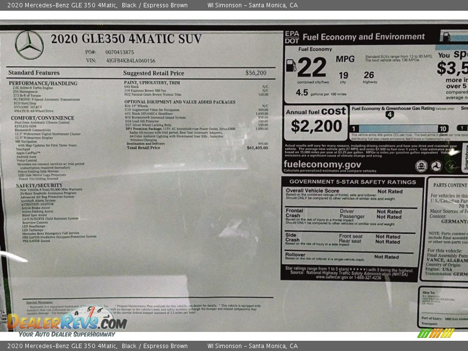 2020 Mercedes-Benz GLE 350 4Matic Black / Espresso Brown Photo #10