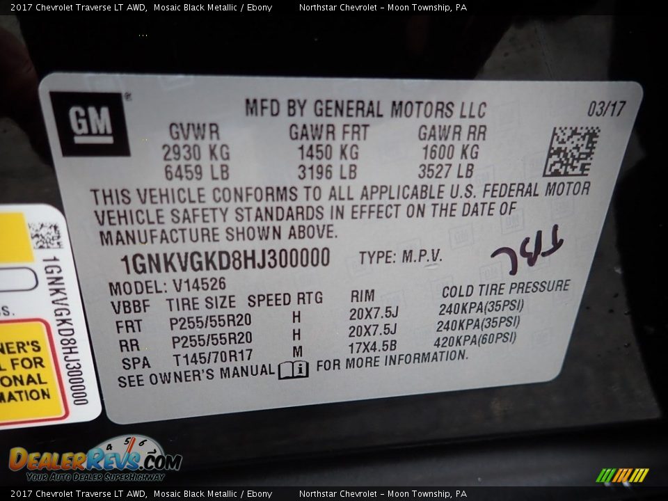 2017 Chevrolet Traverse LT AWD Mosaic Black Metallic / Ebony Photo #28