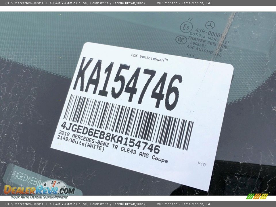 2019 Mercedes-Benz GLE 43 AMG 4Matic Coupe Polar White / Saddle Brown/Black Photo #2