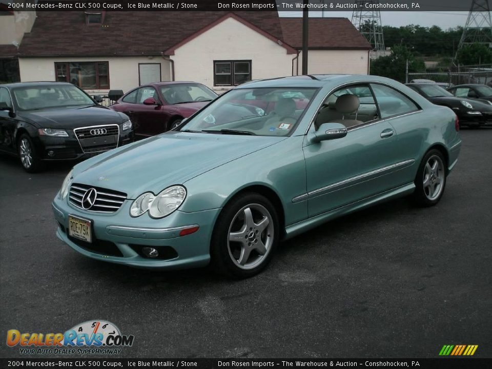 2004 Mercedes-Benz CLK 500 Coupe Ice Blue Metallic / Stone Photo #1