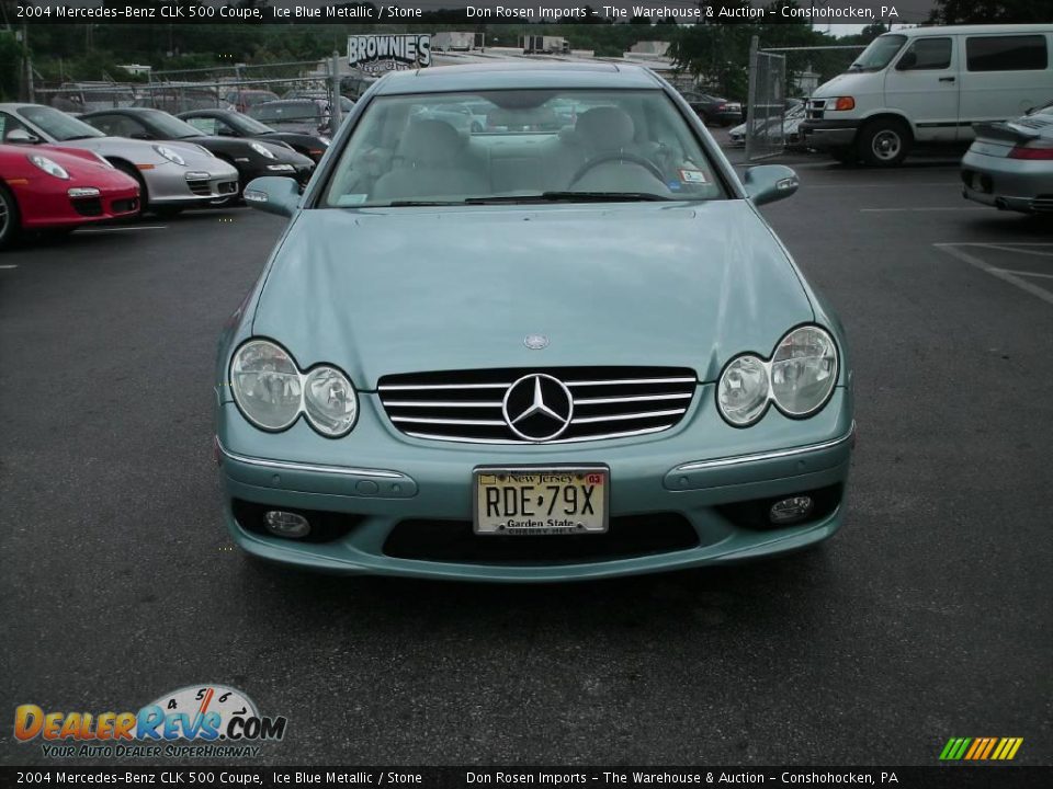 2004 Mercedes-Benz CLK 500 Coupe Ice Blue Metallic / Stone Photo #2