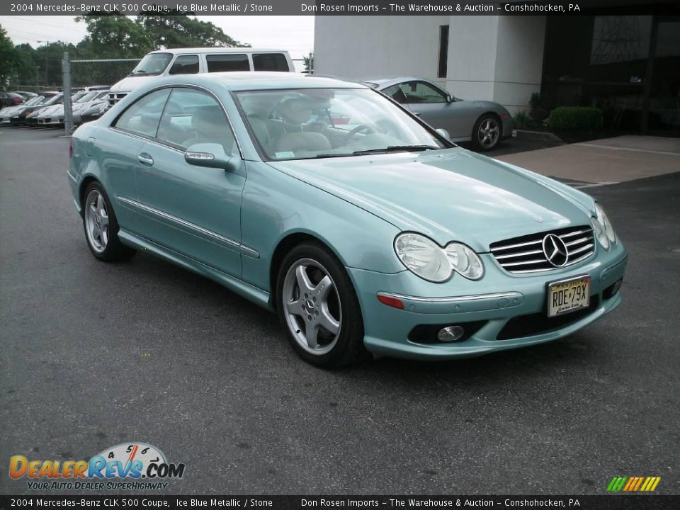 2004 Mercedes-Benz CLK 500 Coupe Ice Blue Metallic / Stone Photo #3