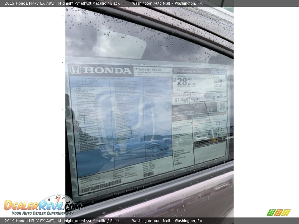 2019 Honda HR-V EX AWD Midnight Amethyst Metallic / Black Photo #15