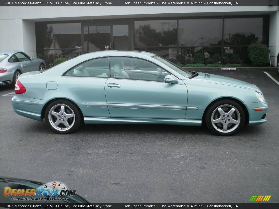 2004 Mercedes-Benz CLK 500 Coupe Ice Blue Metallic / Stone Photo #4