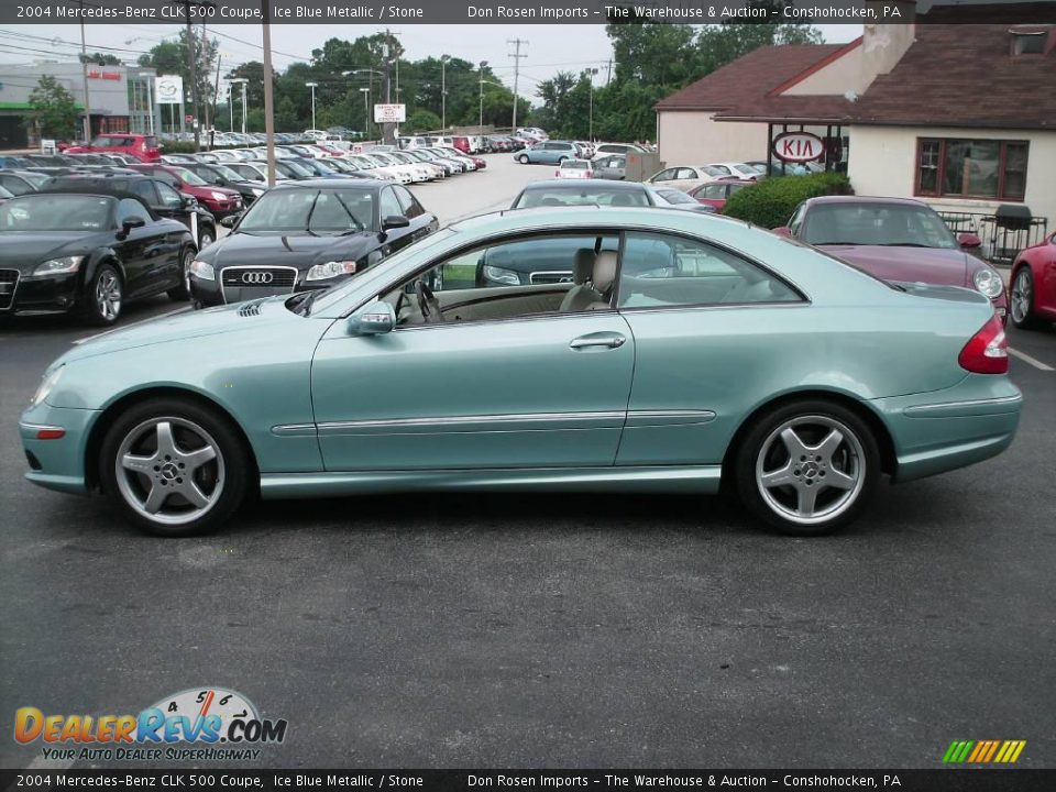 2004 Mercedes-Benz CLK 500 Coupe Ice Blue Metallic / Stone Photo #8