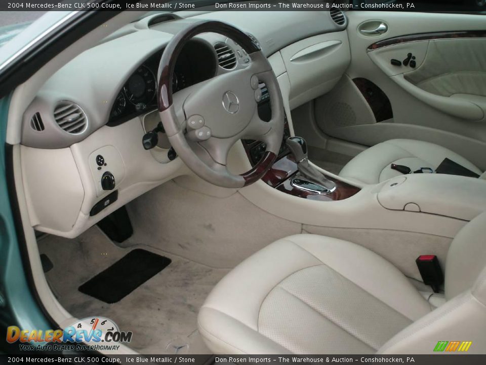 2004 Mercedes-Benz CLK 500 Coupe Ice Blue Metallic / Stone Photo #16