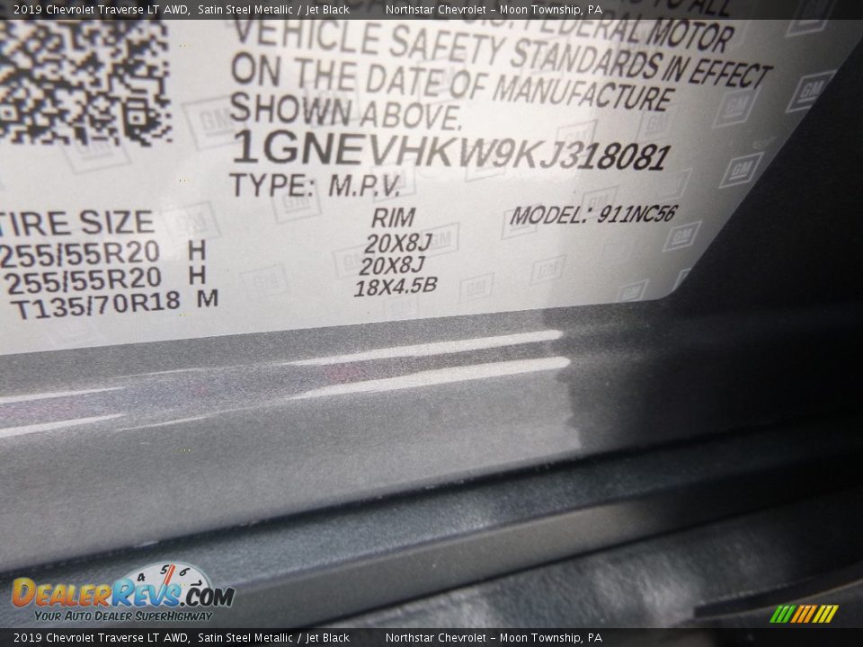 2019 Chevrolet Traverse LT AWD Satin Steel Metallic / Jet Black Photo #17