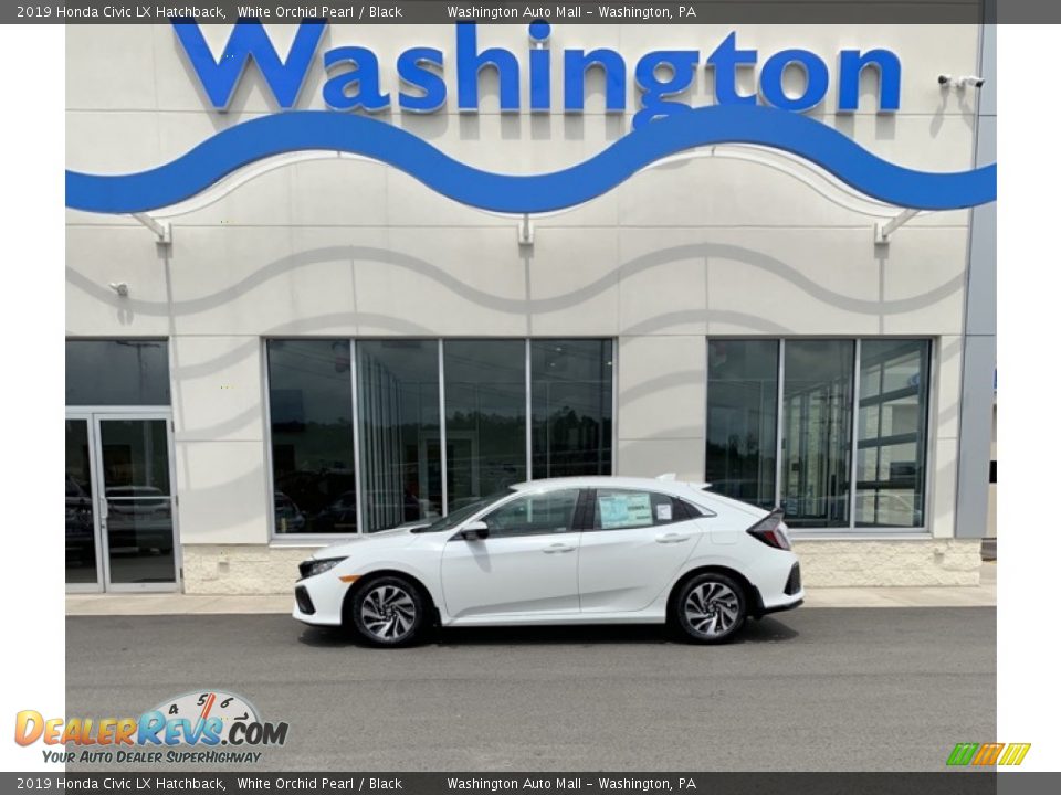 2019 Honda Civic LX Hatchback White Orchid Pearl / Black Photo #1