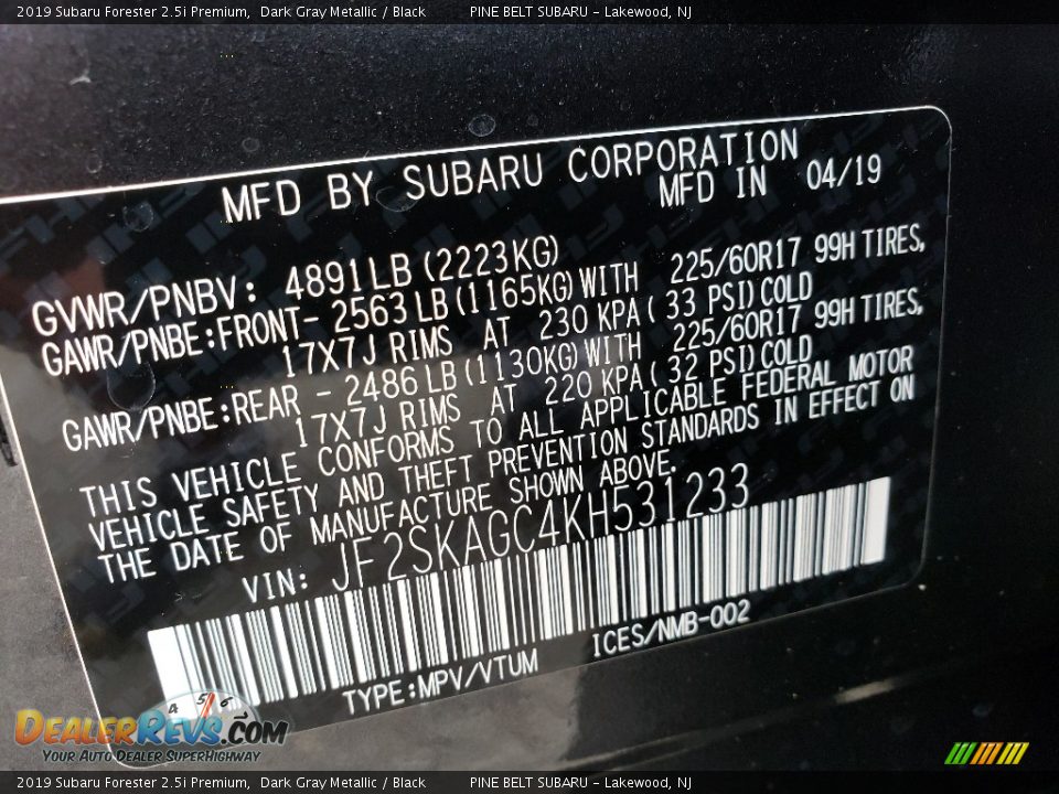 2019 Subaru Forester 2.5i Premium Dark Gray Metallic / Black Photo #9