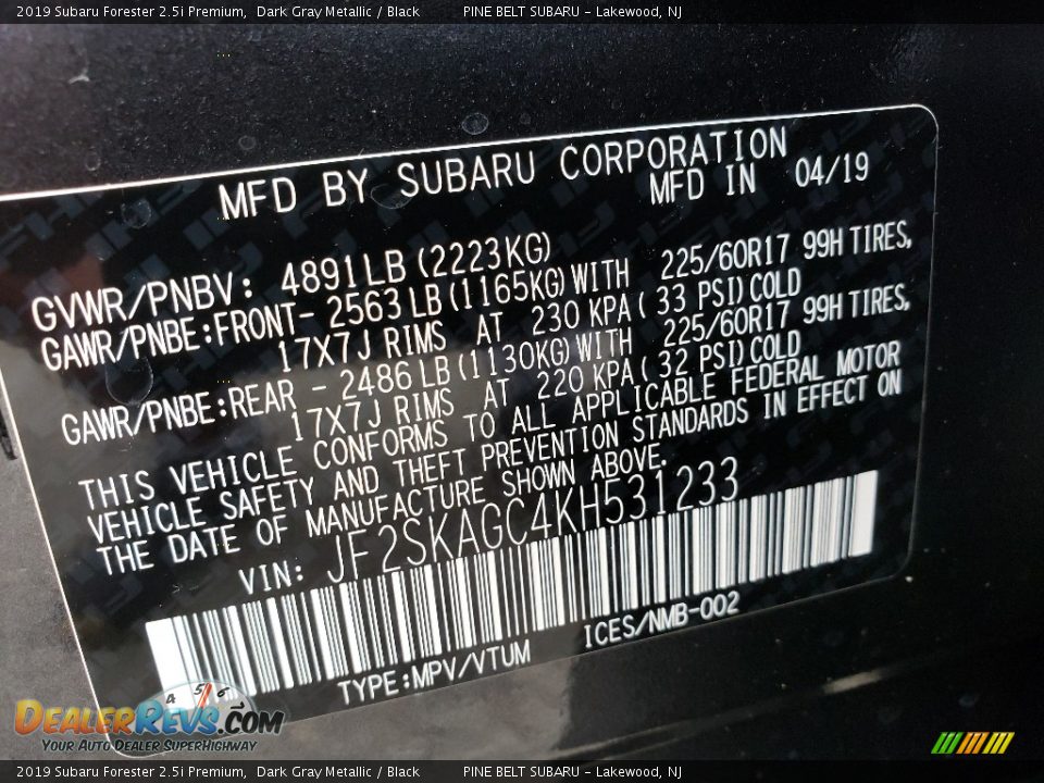 2019 Subaru Forester 2.5i Premium Dark Gray Metallic / Black Photo #9