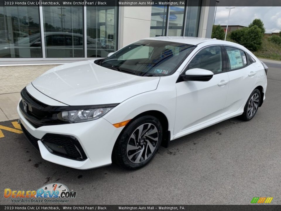 2019 Honda Civic LX Hatchback White Orchid Pearl / Black Photo #2