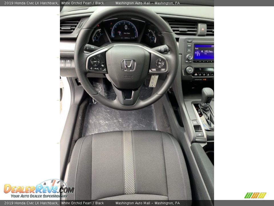 2019 Honda Civic LX Hatchback White Orchid Pearl / Black Photo #13